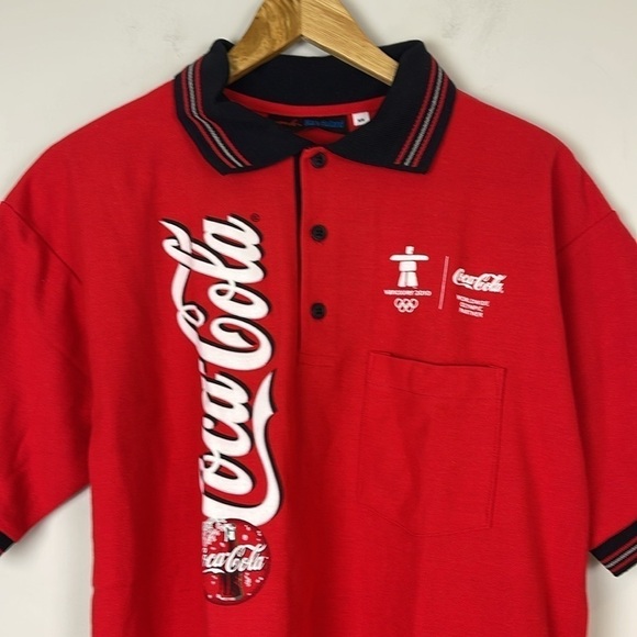 Coca-Cola Olympics Red Polo Shirt - Size Medium - Picture 2 of 10